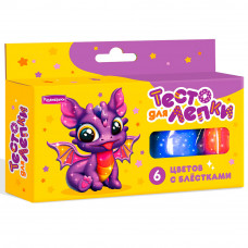 Набор для творчества Тесто для лепки 6 цветов по 25 гр, с блёстками П124 /45/   