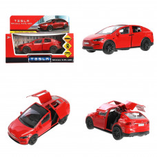 Машина металл tesla model x plaid 12 см, двери, красн, кор. Технопарк MODELX-12-RD  