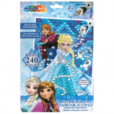 Аппликация из пайеток и страз 17*23 см снежная принцесса МУЛЬТИ АРТ GEMSEQ-111520   